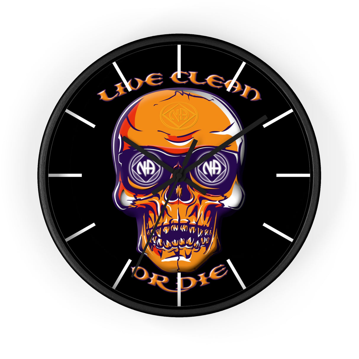 Live Clean Or Die Skull Wall Clock