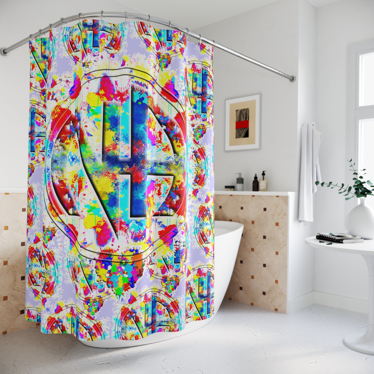 Splattered NA Symbol Shower Curtains