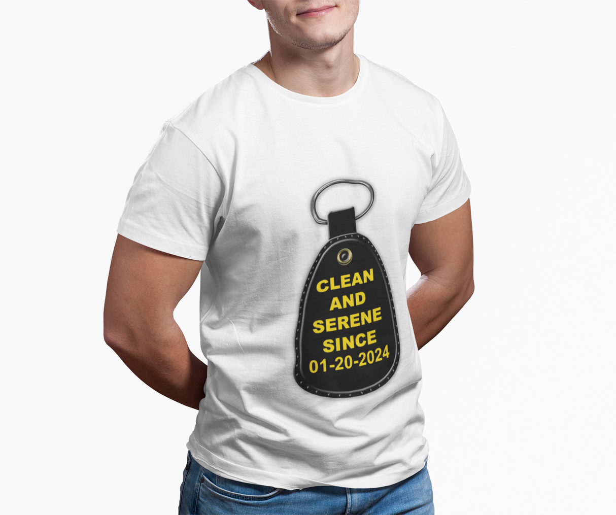 Custom Clean & Serene Since Key Tag Tee