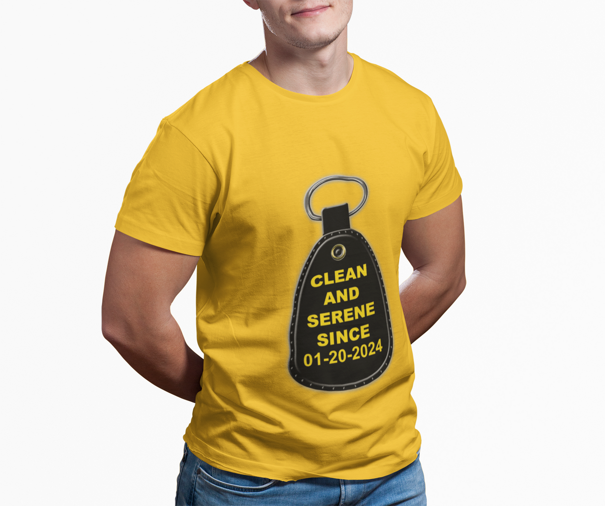 Custom Clean & Serene Since Key Tag Tee