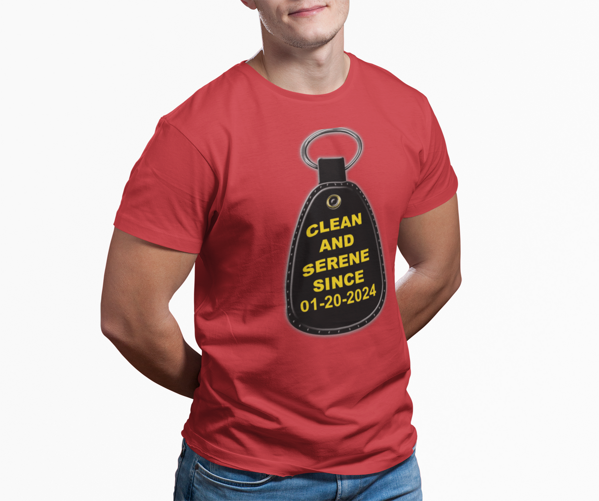 Custom Clean & Serene Since Key Tag Tee