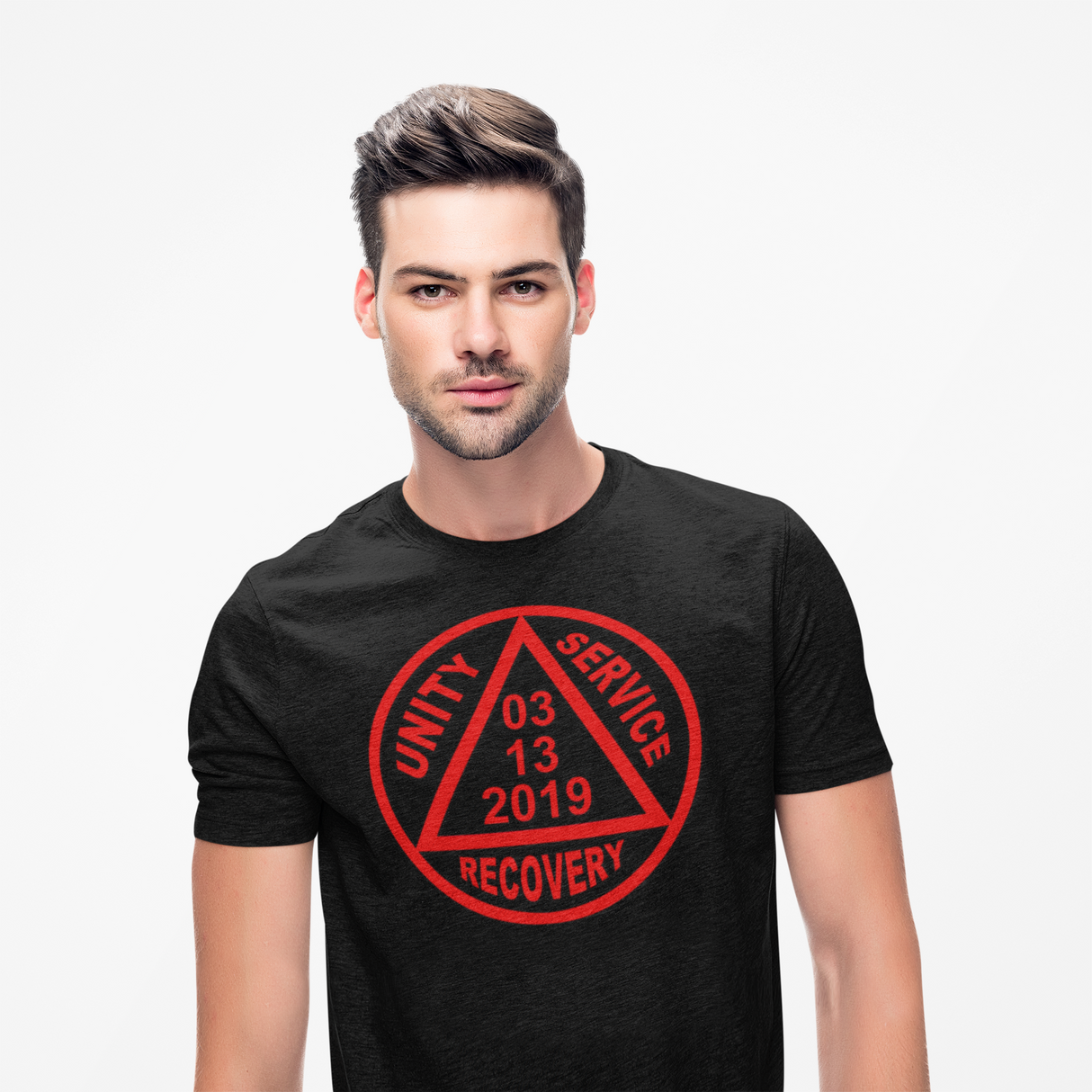 Custom Red Sober Date AA Symbol Unisex Tee