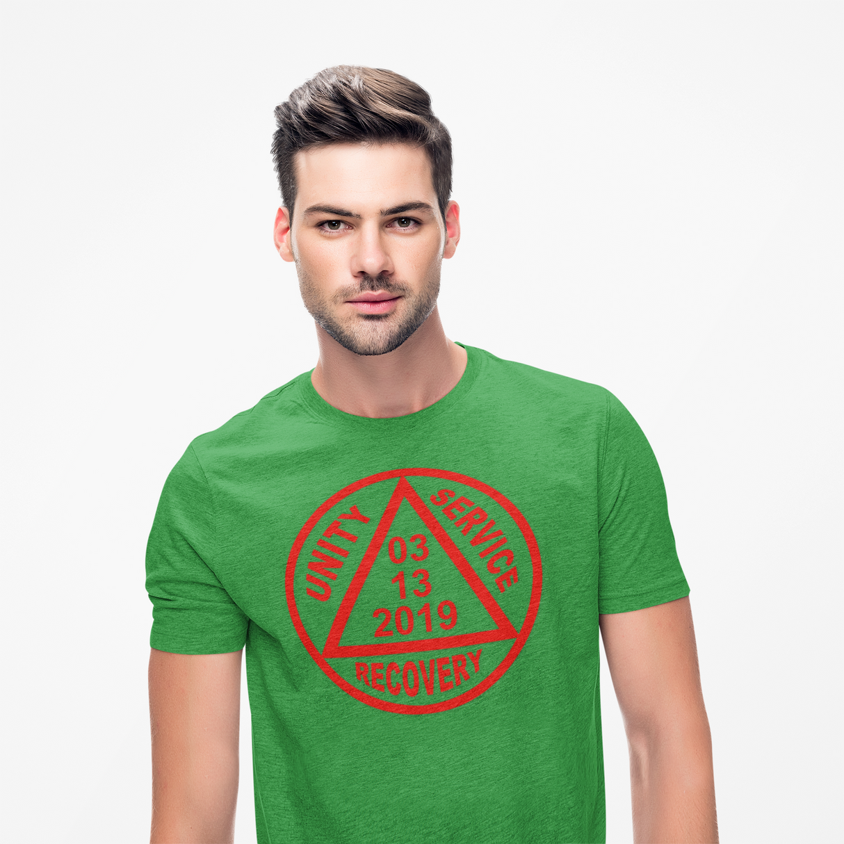 Custom Red Sober Date AA Symbol Unisex Tee