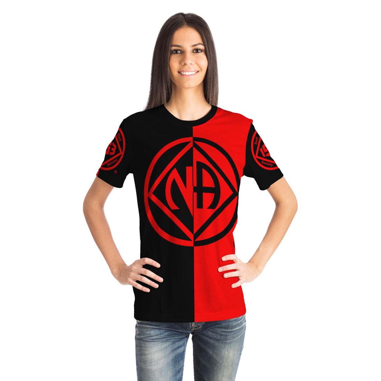 Black & Red Double Symbol AOP T-shirts