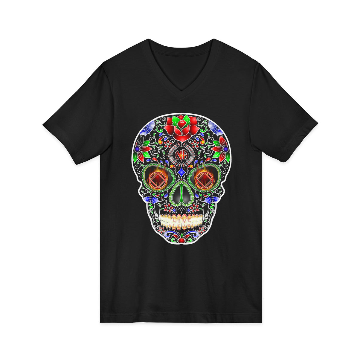 Sugar Skull Inverted dtg V-Neck Tee
