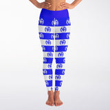 Blue & White NA Symbols Yoga Leggings - AOP