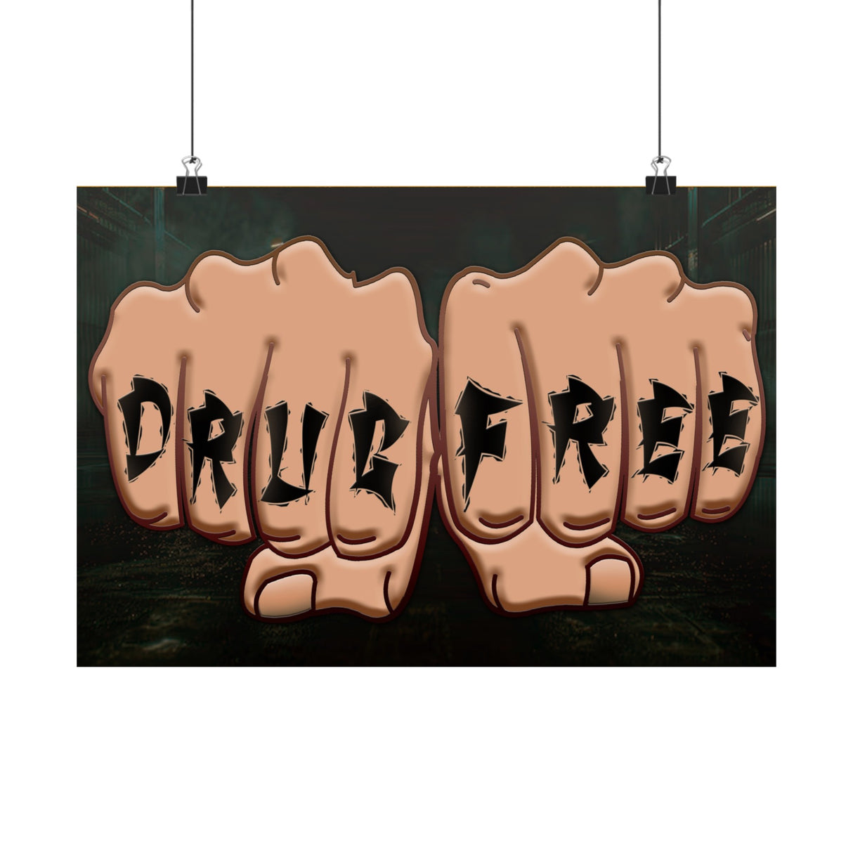 Drug Free Fist Horizontal Posters
