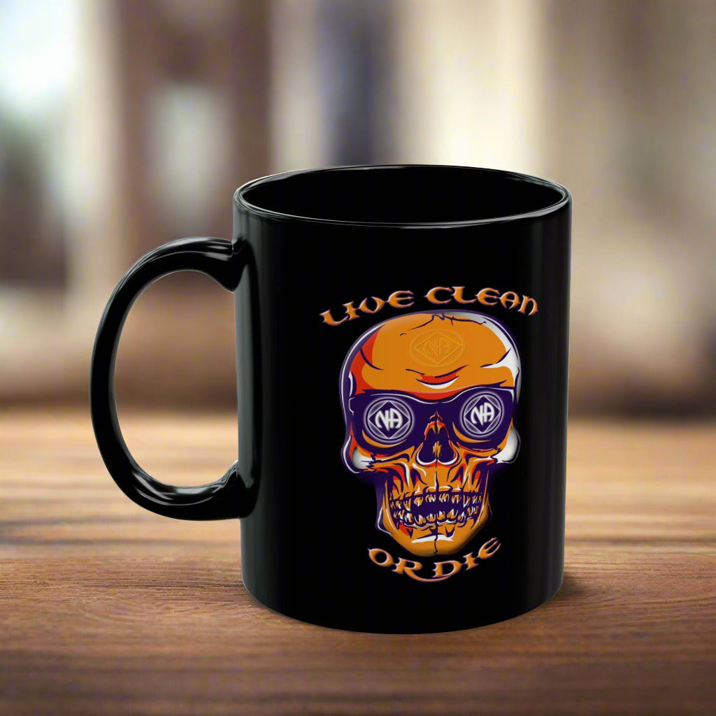 Live Clean Or Die Skull 11/15oz Black Mug