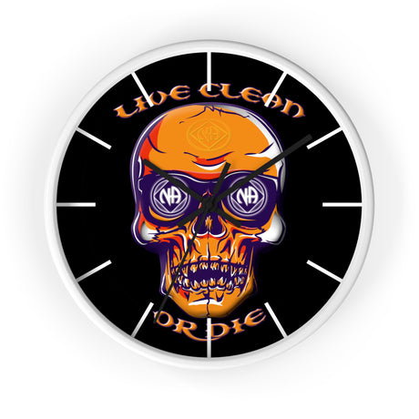 Live Clean Or Die Skull Wall Clock