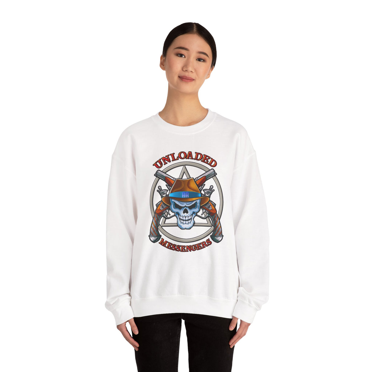 AA Unloaded Messenger dtg Crewneck Sweatshirt
