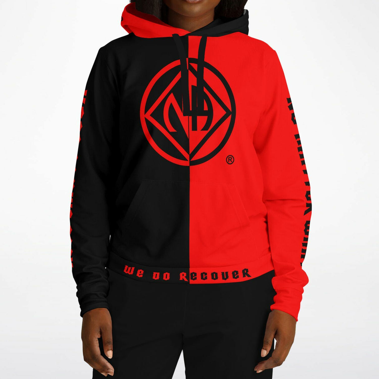 Black & Red Double Symbol AOP Hoodie