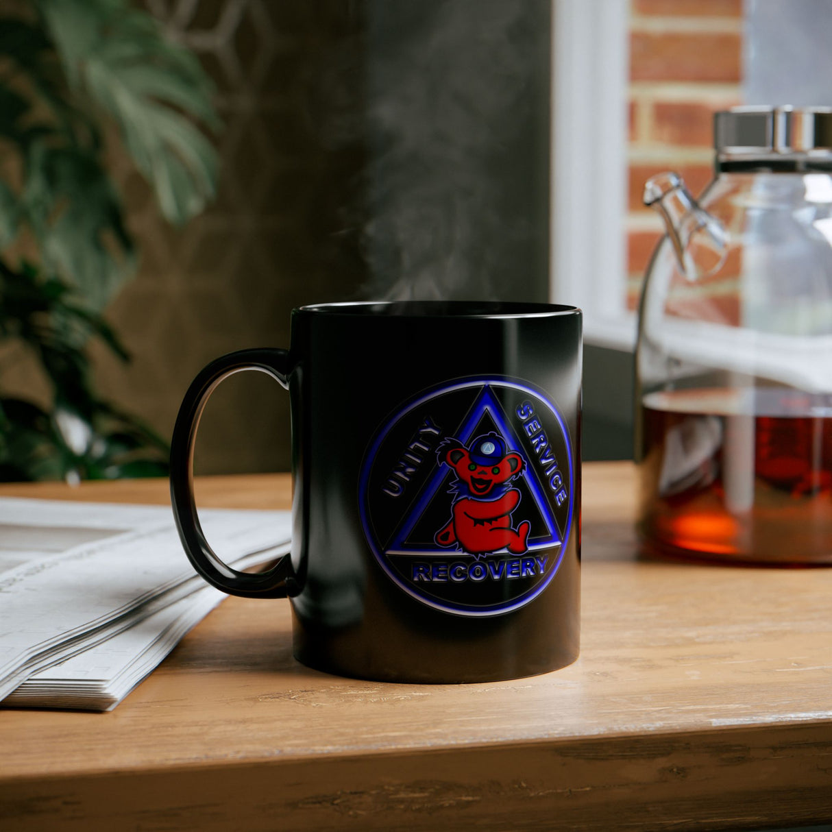 AA Teddy On AA Symbol 11oz Black Mug