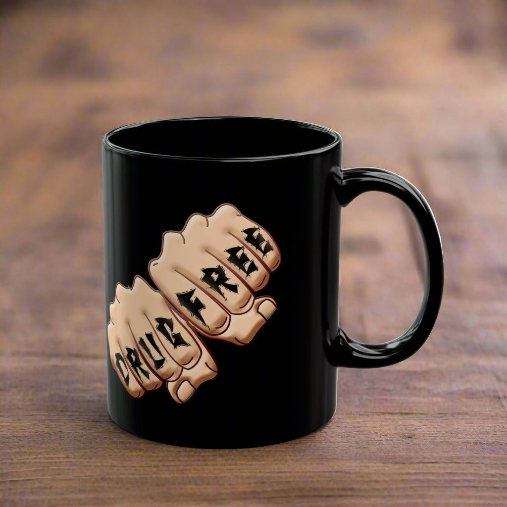 Drug Free Fist 11/15oz Black Mug