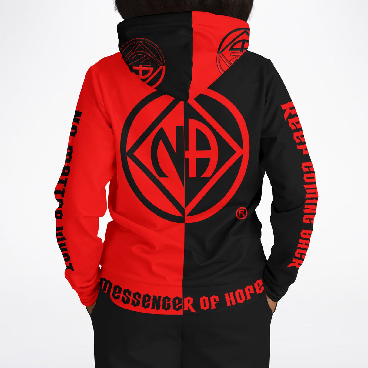 Black & Red Double Symbol AOP Hoodie