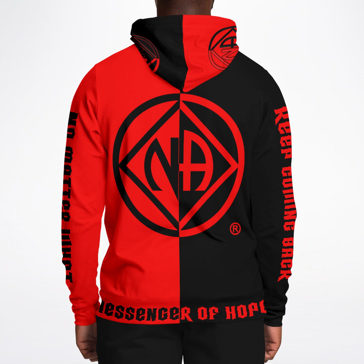 Black & Red Double Symbol AOP Hoodie