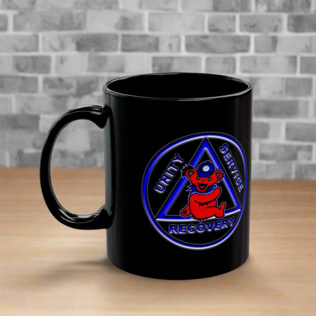 AA Teddy On AA Symbol 11oz Black Mug