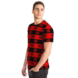 Black And Red Striped AOP T-shirts