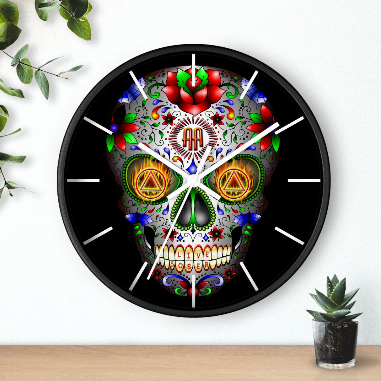 AA Sugar Skull Wall Clock