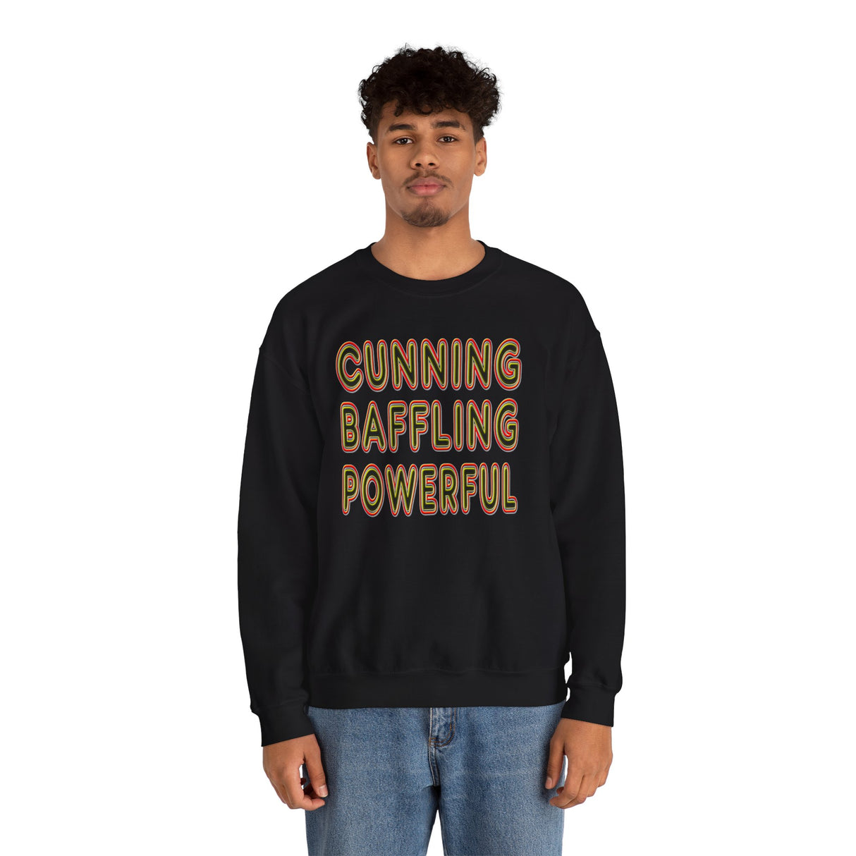 Cunning Baffling Powerful dtg Crewneck Sweatshirt