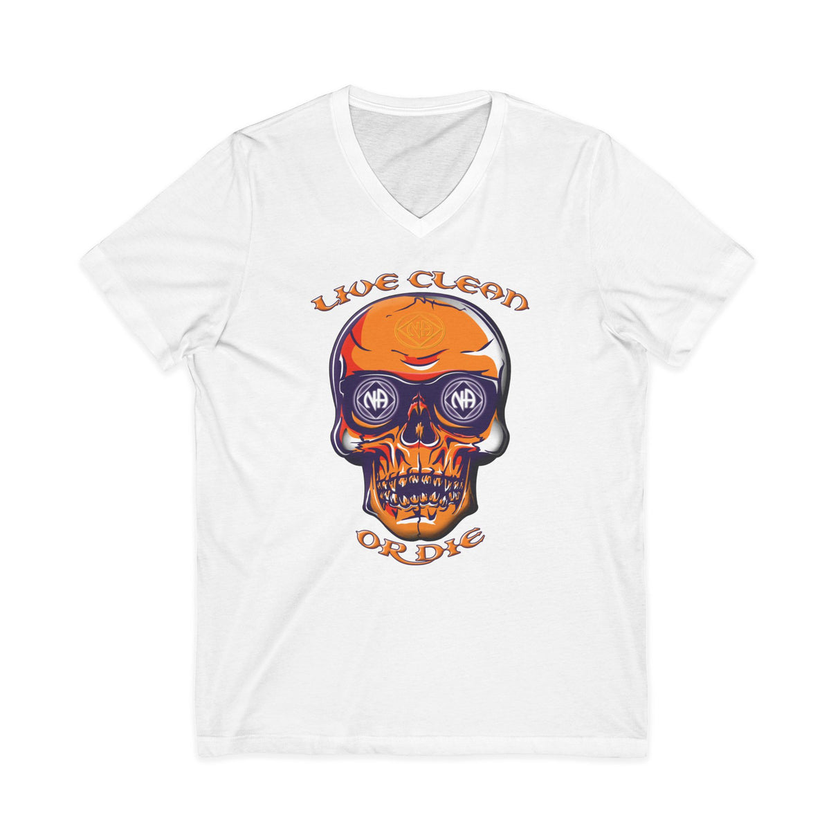 Live Clean Skull  dtg V-Neck Tee