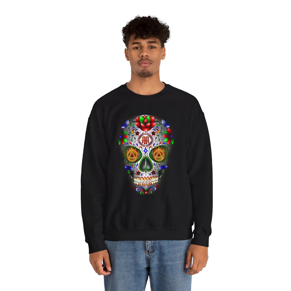 AA Sugar Skull dtg Crewneck Sweatshirt