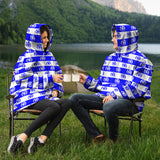 Blue Striped Symbol Snug Hoodie - AOP