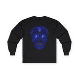 Sugar Skull In Blue  Long Sleeve dtg Tee