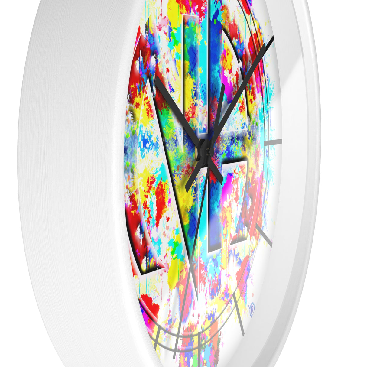 Splattered NA Symbol Wall Clock