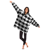 Black Striped Symbol Snug Hoodie - AOP