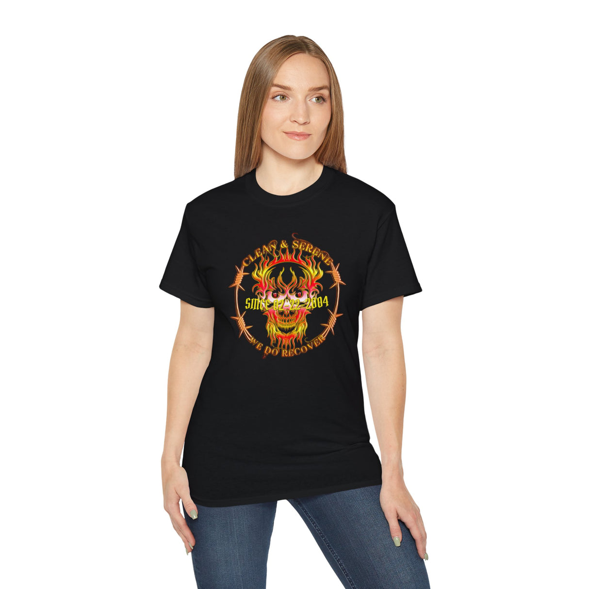 Customized NA Flaming Skull dtg Tee