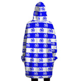 Blue Striped Symbol Snug Hoodie - AOP