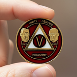 AA Founders Medallion Burgundy - 24hr-60 Yrs