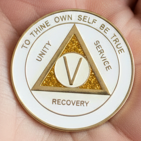 AA Medallion White and Gold