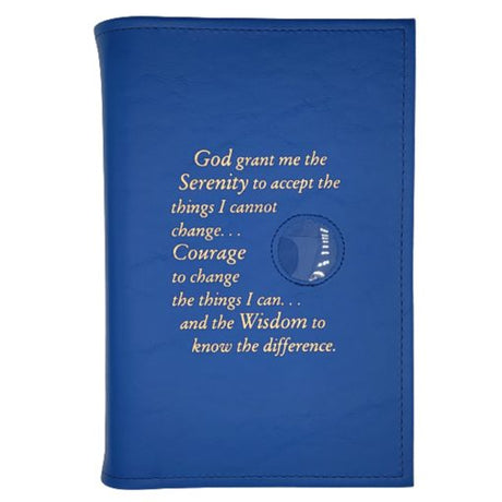 Cover-AA Large Print Big Book Cover w/ Serenity Prayer & Medallion Holder