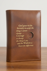Cover-AA Large Print Big Book Cover w/ Serenity Prayer & Medallion Holder