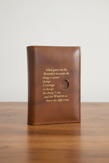Cover-AA Large Print Big Book Cover w/ Serenity Prayer & Medallion Holder