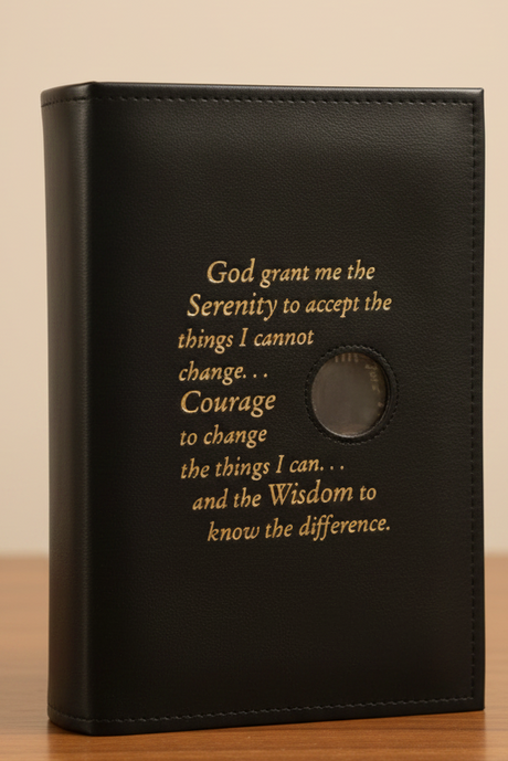 Cover-AA Single Book Cover for Large Print Paperback Big Book with Serenity Prayer and Coin Holder