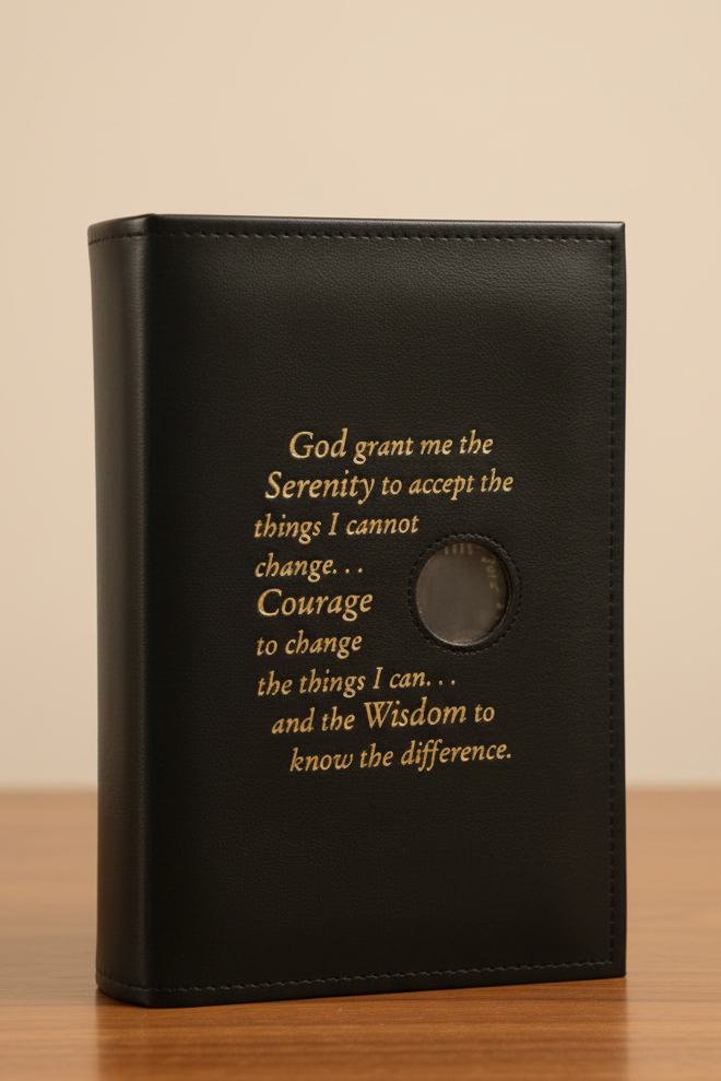 Cover-AA Single Book Cover for Large Print Paperback Big Book with Serenity Prayer and Coin Holder