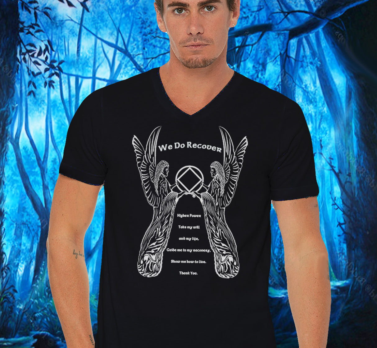3rd Step Prayer Angel V-neck Tee