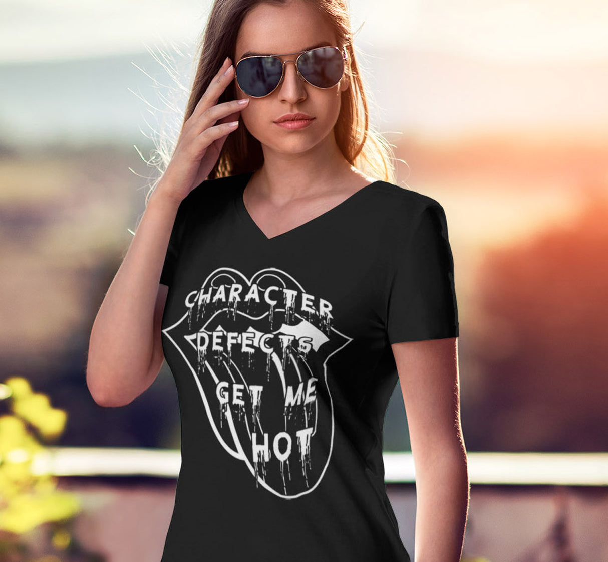 Defects Get Me Hot V-neck Tee