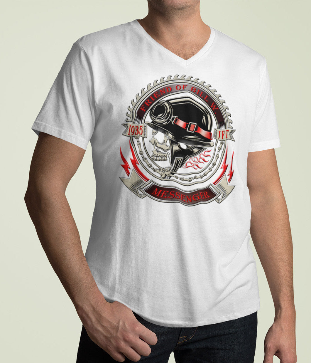 Bill W 1935 Messenger AA V-Neck Tee