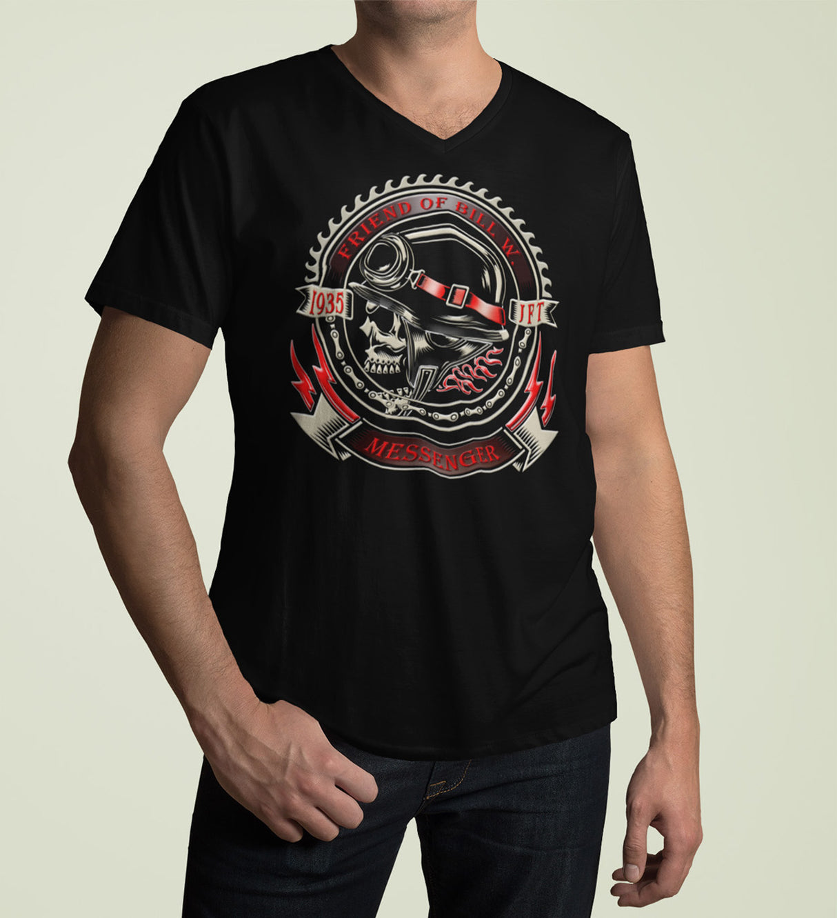 Bill W 1935 Messenger AA V-Neck Tee