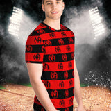 Black And Red Striped AOP T-shirts