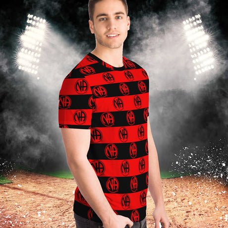 Black And Red Striped AOP T-shirts