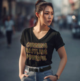Cunning Baffling Powerful dtg V-Neck Tee