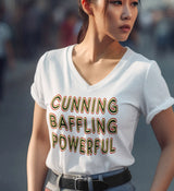 Cunning Baffling Powerful dtg V-Neck Tee