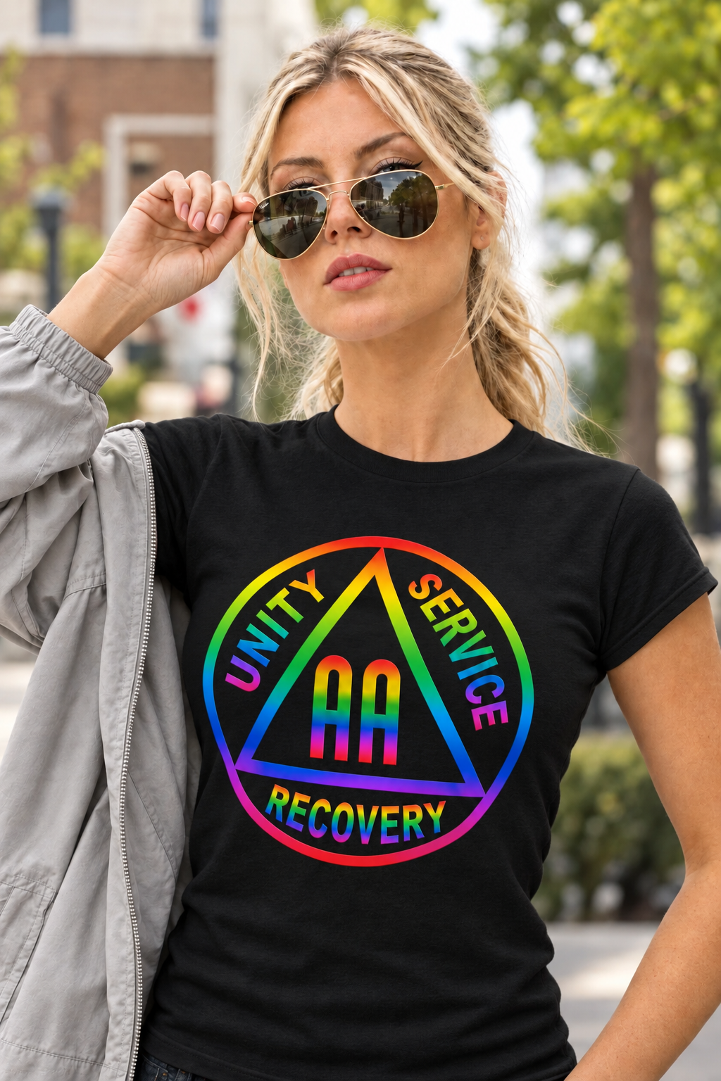ldTs- Double AA Rainbow Symbol Women's Tee