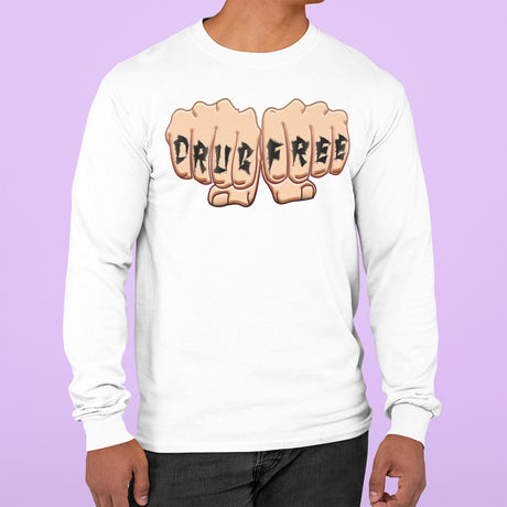 Drug Free Fist Long Sleeve dtg Tee