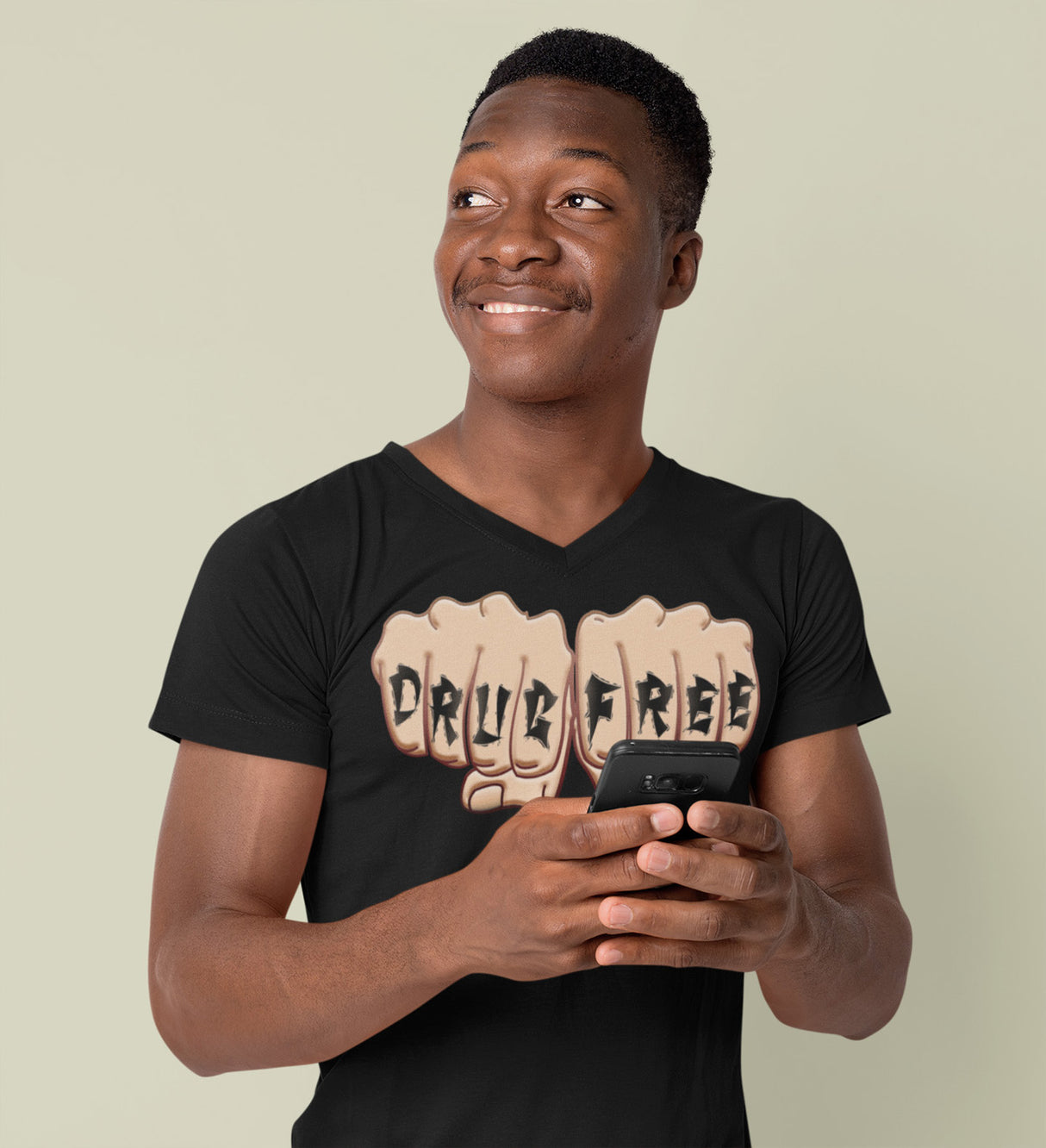 Drug Free Fist dtg V-Neck Tee