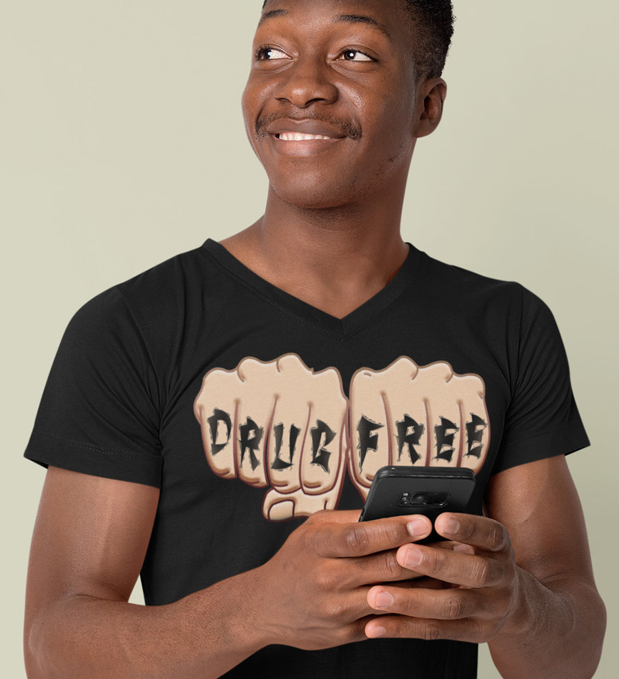 Drug Free Fist dtg V-Neck Tee